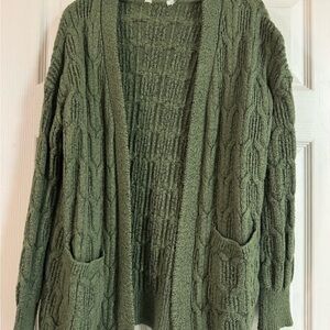 Cozy Green Cable Knit Sweater